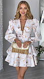 Жіноча літня бавовняна сукня з квітковим принтом та об'ємними рукавами, фото 4