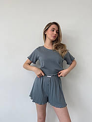 Комплект домашній з бавовни футболка і шорти графіт