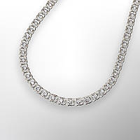 Срібний ланцюжок бісмарк з білими фіанітами, 925 проба, 5 мм, 40–50 см