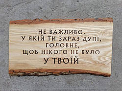 Табличка дерев'яна НЕ ВАЖЛИВО У ЯКІЙ ТИ ДУПІ...