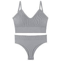 Безшовний комплект жіночої білизни топ і труси для комфорту та активного способу життя сірий колір BROWN