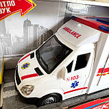 Машинка Швидка допомога укр мова інерція звук світло вірші пісні двері та дах відчиняються пластик 26,5*9*12см ( ТК-97569), фото 4