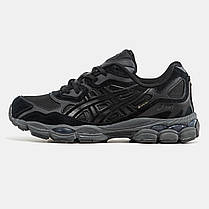Чоловічі кросівки Asics Gel NYC Gore-Tex Black Grey Взуття Асікс Гель Нук чорні з сірим замша шкіра текстиль Гор Текс термо, фото 3