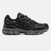 Чоловічі кросівки Asics Gel NYC Gore-Tex Black Grey Взуття Асікс Гель Нук чорні з сірим замша шкіра текстиль Гор Текс термо, фото 2