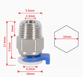 Фитинг JP4-01 для PTFE тефлоновой трубки