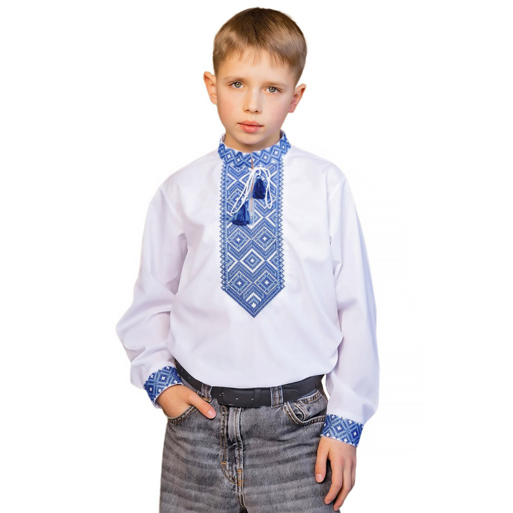 Вишиванка для хлопчика Данило синя вишивка р. 152.