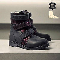 Дитячі високі зимові шкіряні ортопедичні черевики на липучках із супінатором від вальгусу 26 р, фото 2