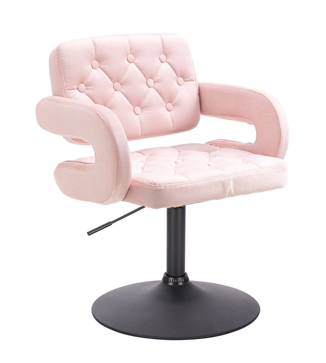 Крісло перукарське НR8403N, велюр, пудра, база чорна