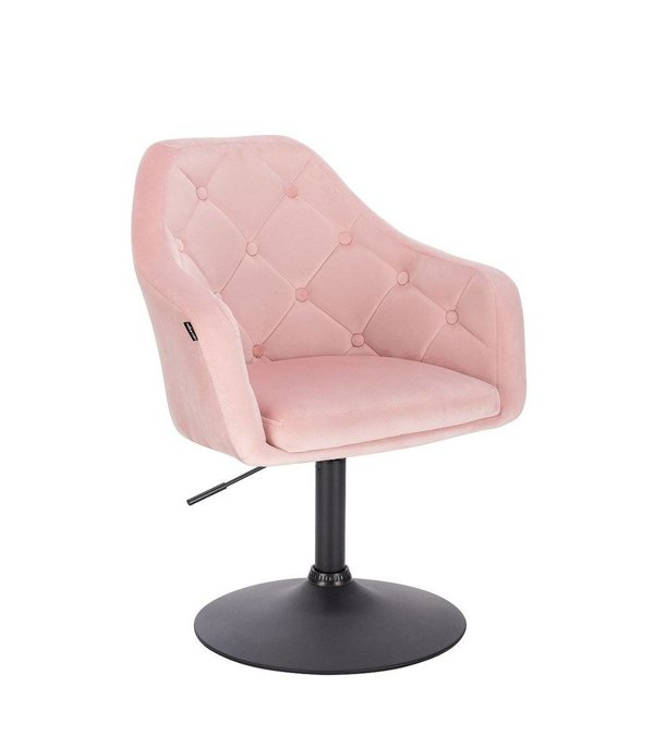 Крісло перукарське HR831, велюр, пудра, база чорна