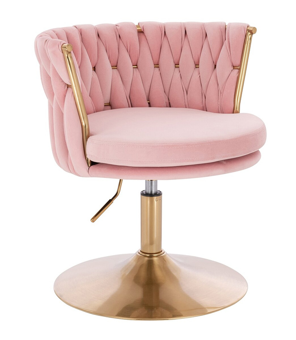 Перукарське крісло HR450, велюр, пудра, база золото