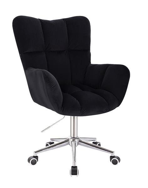 Перукарське крісло на колесах HR650K, велюр, чорне