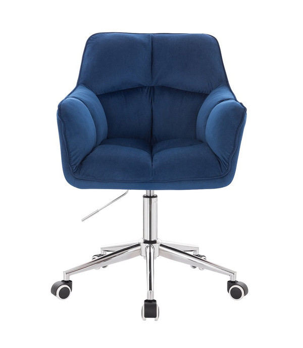 Крісло на колесах HR550K, велюр, синє, база золото