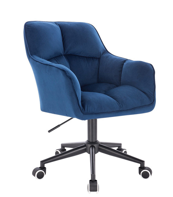 Крісло на колесах HR550K, велюр, синє, база черная