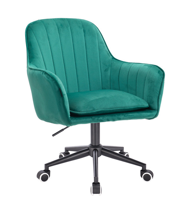 Крісло на колесах HR2022K, велюр, зелене, база чорна