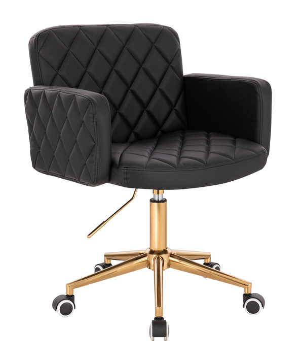 Крісло на колесах HC802K, чорне, база золото