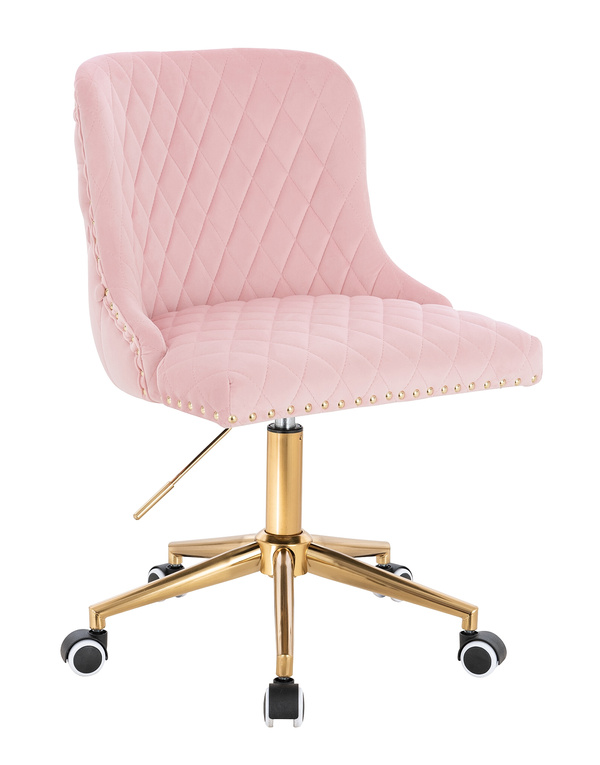 Крісло на колесах HR940K, велюр, пудра, база золото