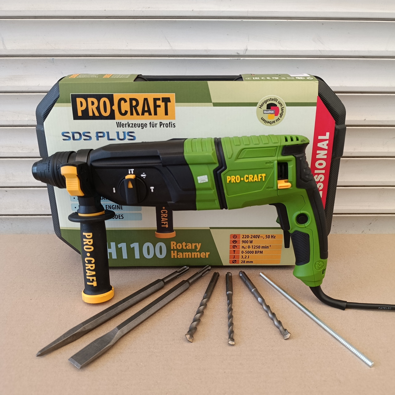 Перфоратор Procraft BH1100 (900 Вт, 3.2 Дж, SDS PLUS) у кейсі. Перфоратор Прокрафт BH-1100, фото 1