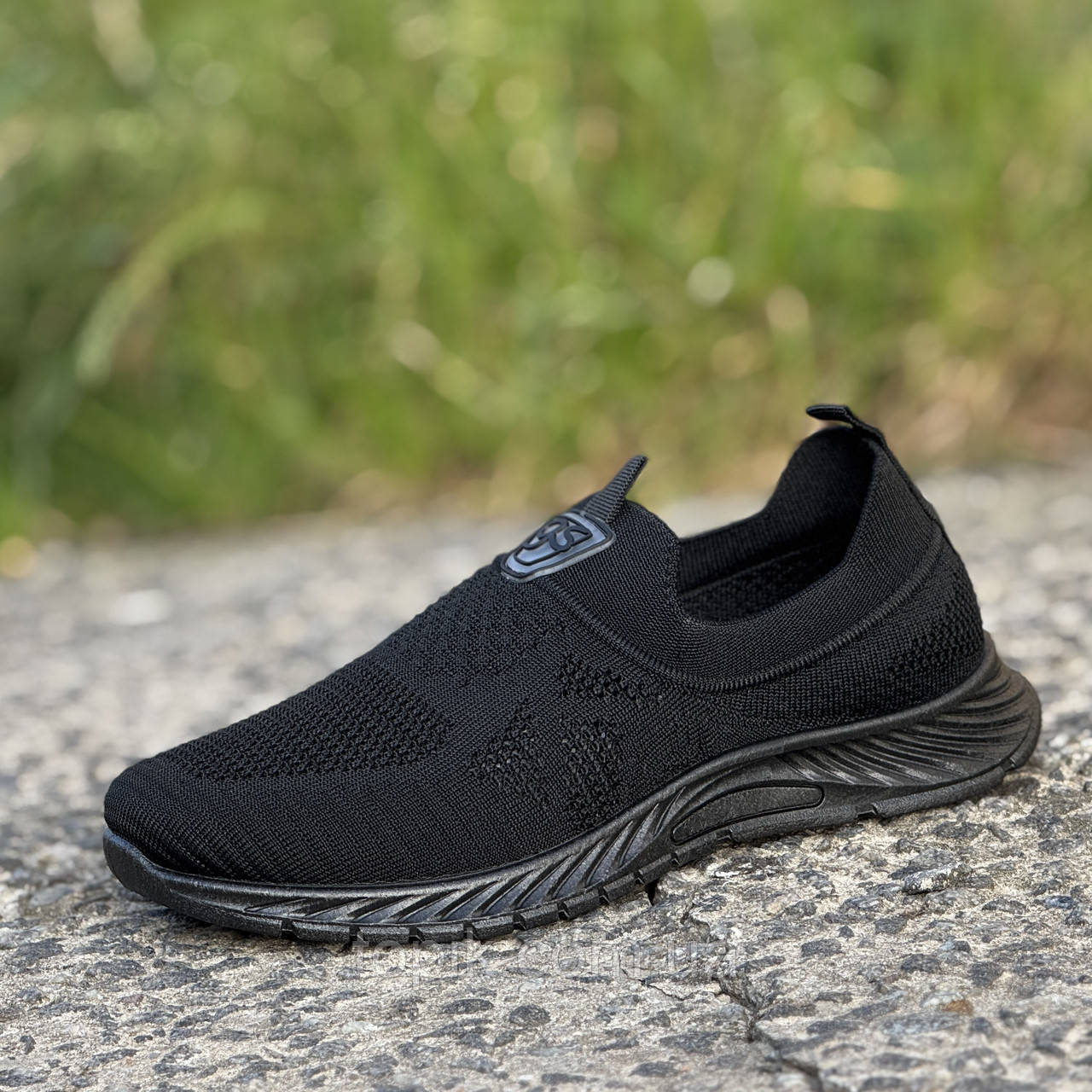 Мокасини жіночі текстильні літні чорні сліпони Мокасины женские тканевые летние черные слипоны (3415), фото 1