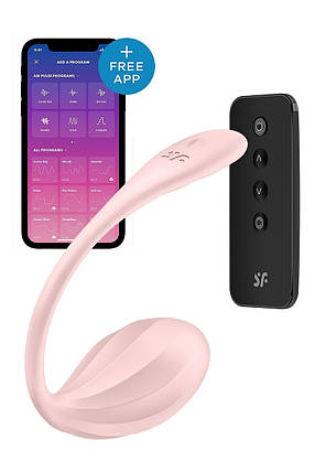 Вібратор в трусики Satisfyer Ribbed Petal з додатком та пультом, рожевий, фото 1