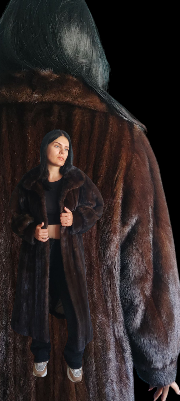 Норкова шуба коричнева 48 50 розмір натуральна нірка скандинавська, фото 1