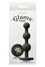 Анальна пробка з кристалом GLAMS RIPPLE RAINBOW Gem BLACK
