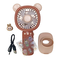 Настільний вентилятор із тримачем для телефона Капібара Мінівентилятор акумуляторний ручний для роботи з powerbank