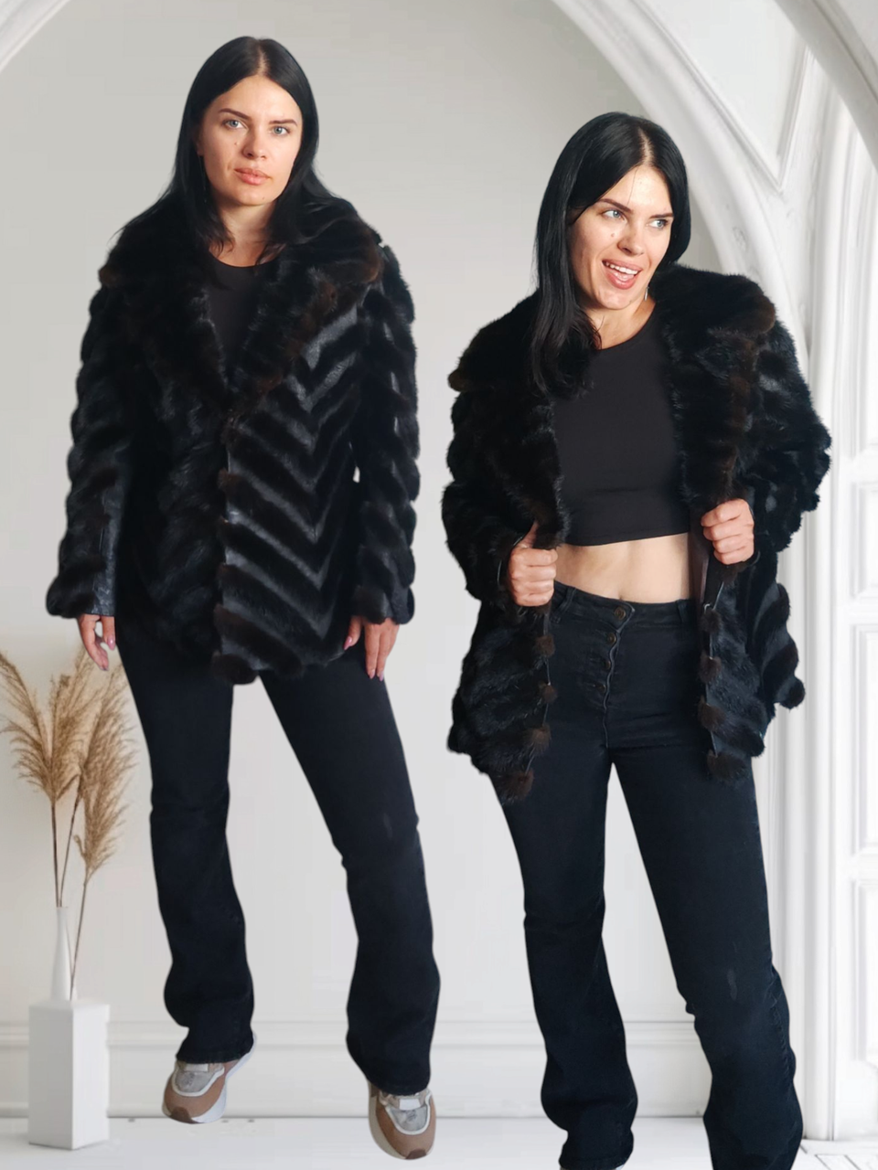 Красива недорога куртка, кожушок норковий натуральна нірка + шкіра, розмір 46/М, фото 1