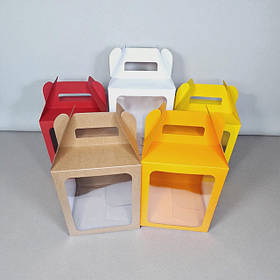 Коробки для паски, панетона, пряникового будиночка (165х165х200мм.) з трьома вікнами