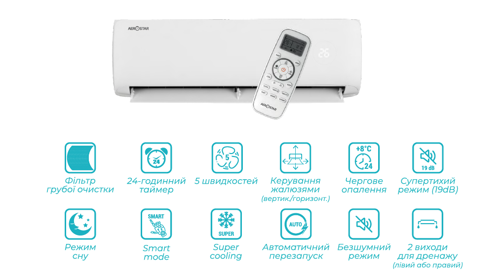 Кондиціонер спліт Aerostar CL AER-12A + промокод, фото 1