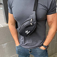 Сумка на пояс бананка нагрудна через плече спортивна сіра Адідас Adidas, фото 3