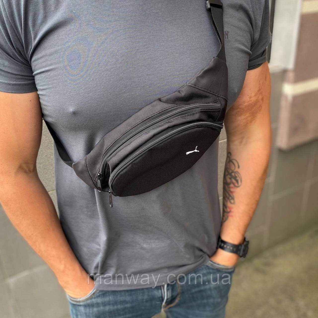 Поясна сумка (бананка) через плече нагрудна чорна