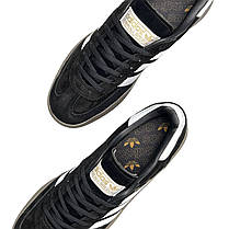 Adidas Handball Spezial Black White чоловічі кросівки Адідіс Спешл чорні білі замшеві демісезон, фото 3