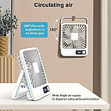 Бездротовий настільний вентилятор із дисплеєм, білий | 5 швидкостей | акумулятор, фото 3
