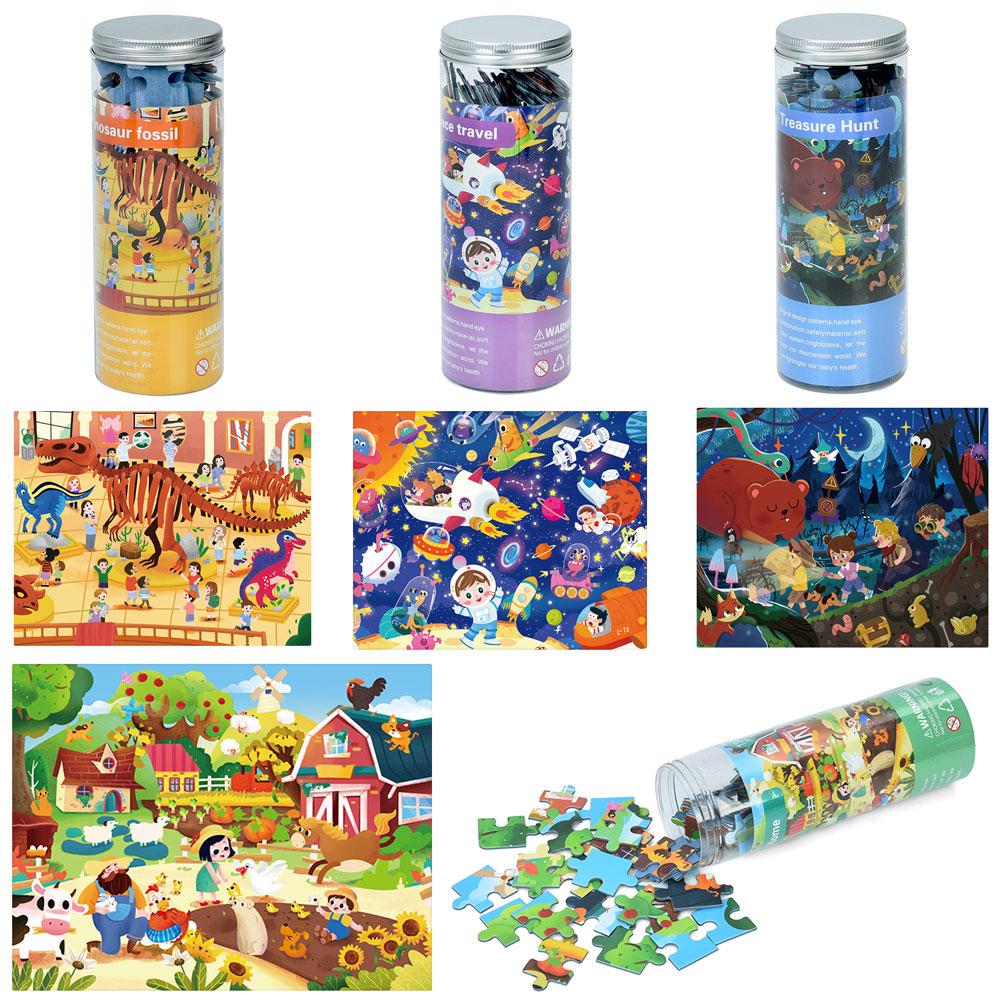 Дерев'яна іграшка Пазли MD 1373 (60шт) 130дет, картон, 4 види, в колбі, 18-6,5-6,5см, фото 1