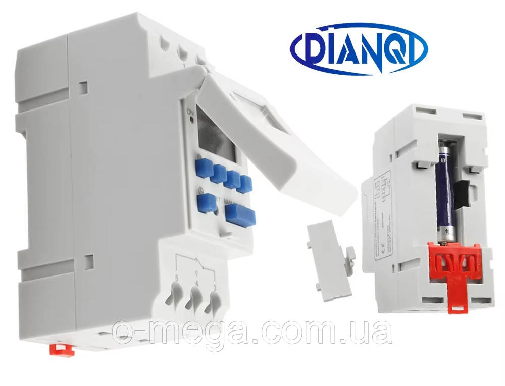Таймер DIANQI TP8A16 тижневий з функцією блокування кнопок 16 програм 25А DIN, фото 1