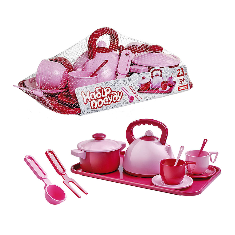 Набір посуду з чайником, каструлею та підносом (23 пр.), фото 1