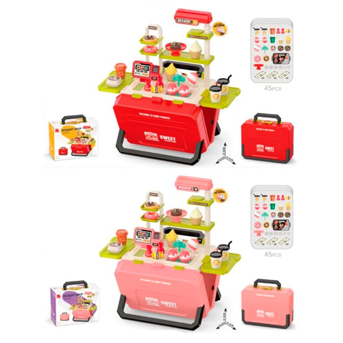 Магазин 668-161-62 (36шт) прилавок, солодощі, складається в чемодан, продукти, гроші, 2 кольори, в кор-ці,, фото 1