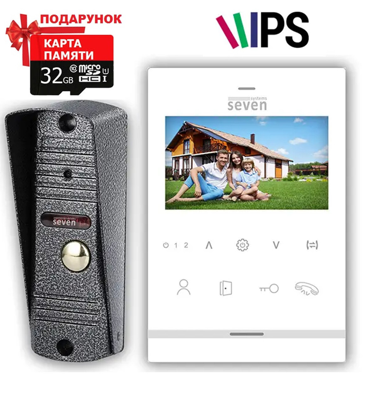 Комплект домофону 4 дюйми з панеллю виклику SEVEN DP–7542 Kit white, фото 1