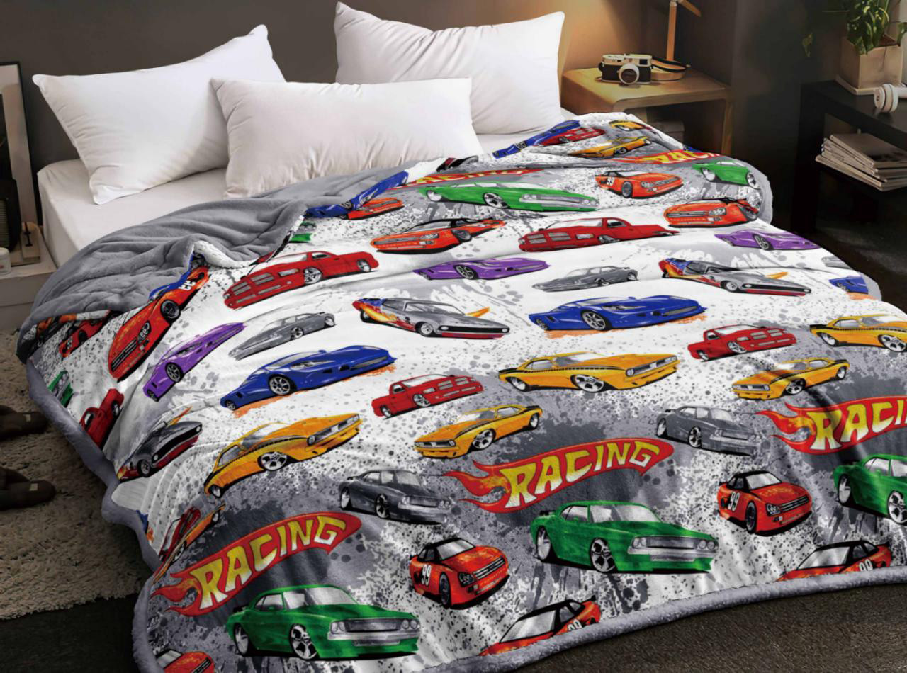 Плед-покривало (Фліс) | Плед від виробника "Королева Ночі" | 150х220 | Різнокольорові машини, фото 1