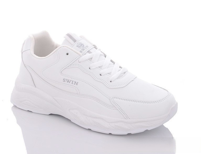 Кросівки чоловічі SWIN демісезонні осінні весняні на шнурках екошкіра білі