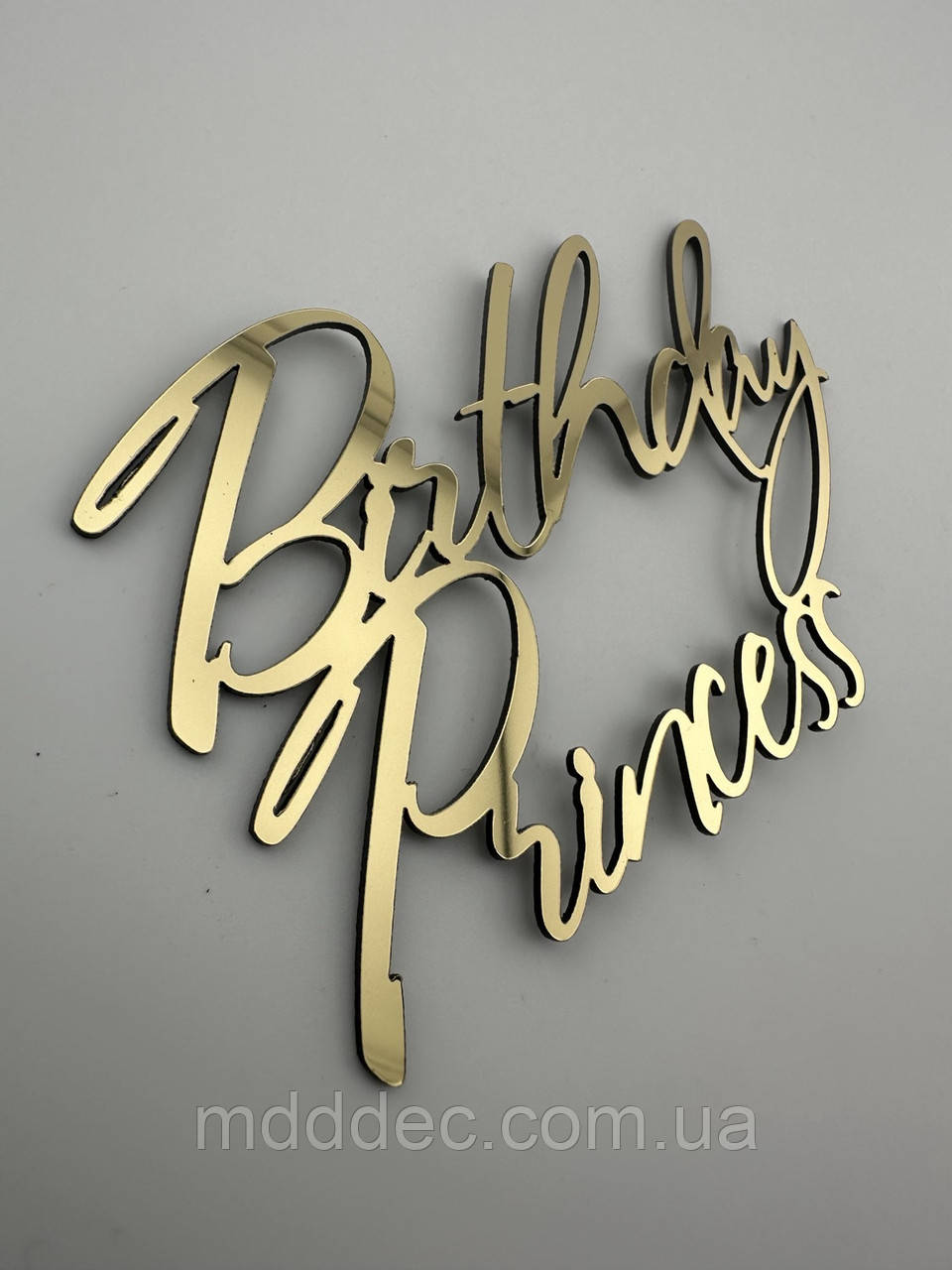 Торцевий топпе Birthday Princess - дзеркальний топер на торт для дівчинки напис на бік торта принцеса, фото 1