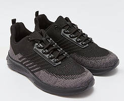 Чорні чоловічі кросівки LC Waikiki/ЛС Вайкікі з сірими смужками. фірмова Туреччина