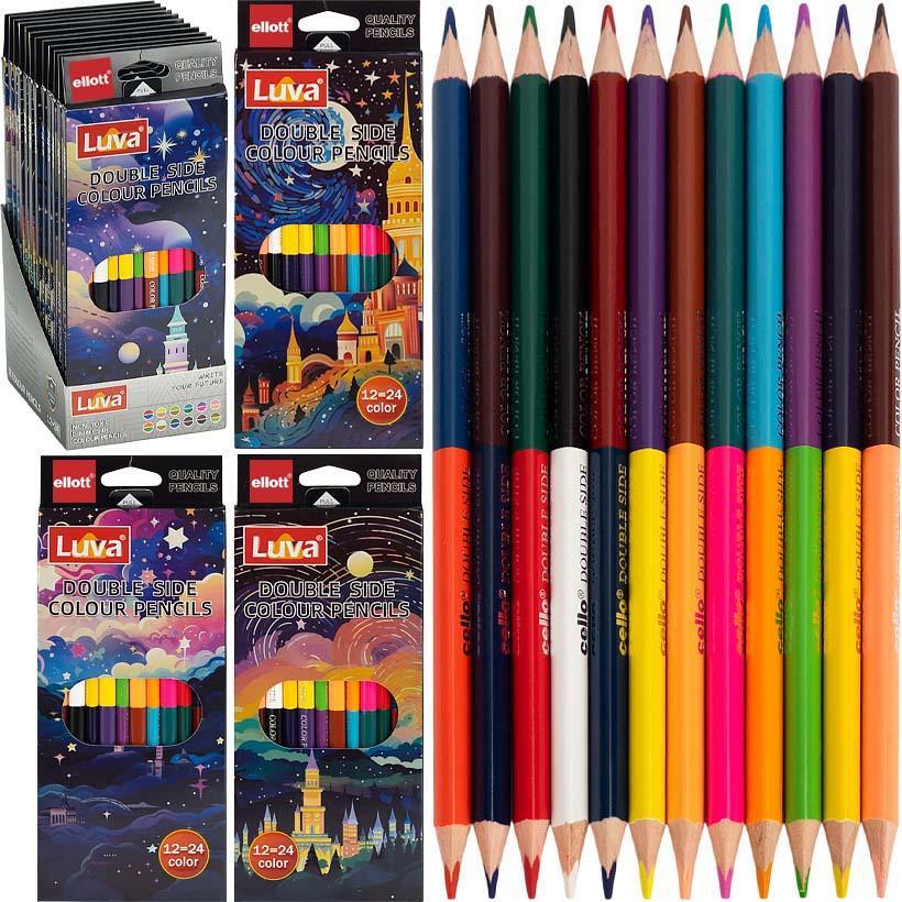 Олівці кольорові двосторонні Luva Ellott 6003-24. Набір 12 шт./24 кольори