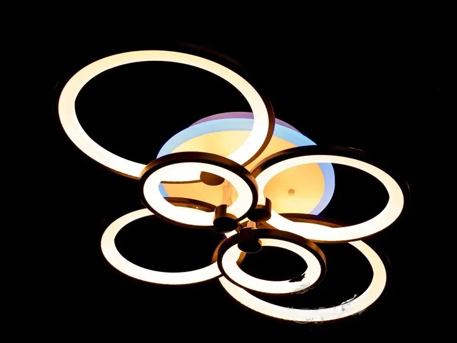 Світлодіодна люстра смарт світильник з пультом, дімером, 135W, чорний, фото 1