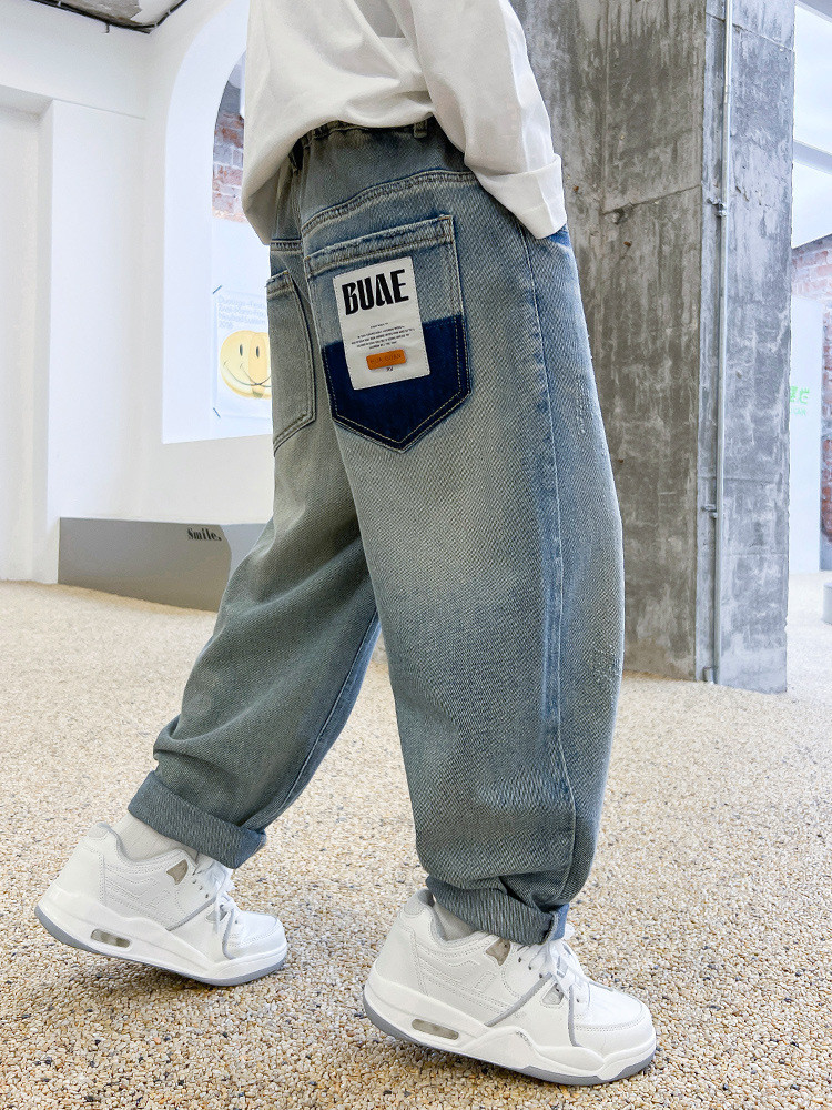 Широкі джинси для хлопчика, стиль оверсайз, розмір 130, фото 1