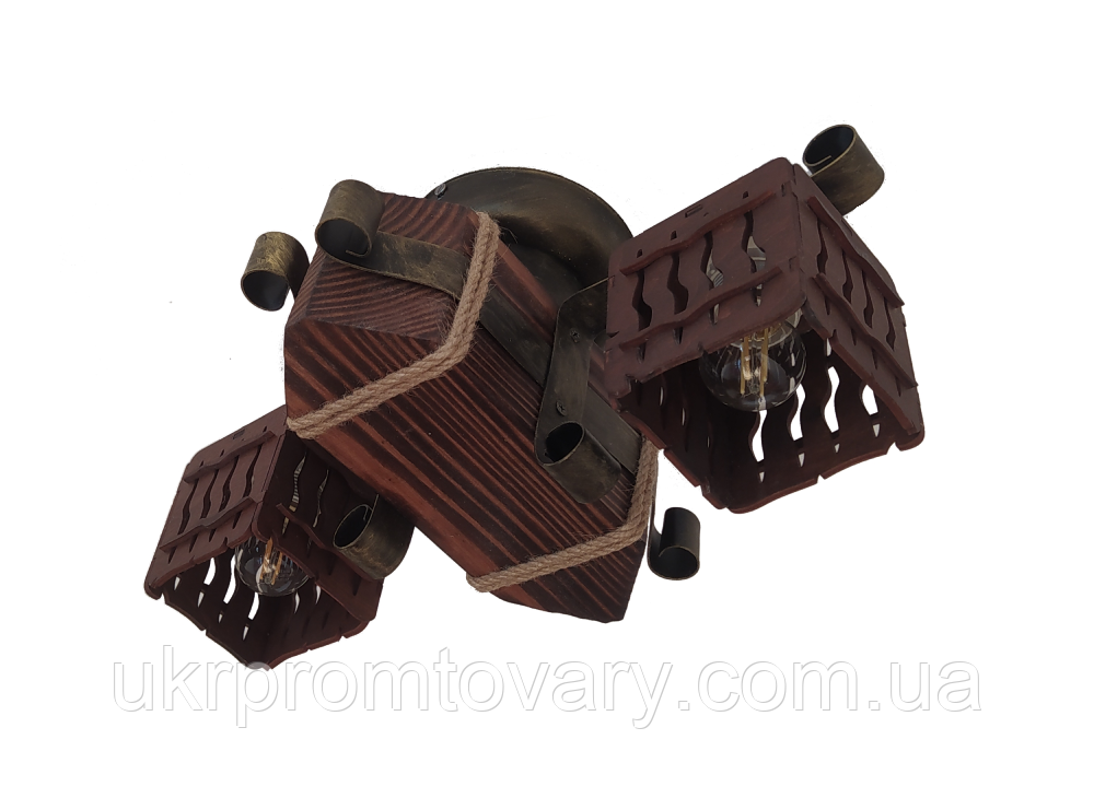 Люстра дерев'яна балка (2 плафони) в альтанку, альтанку, сауну, будинок — у Києві, Україні, доставка