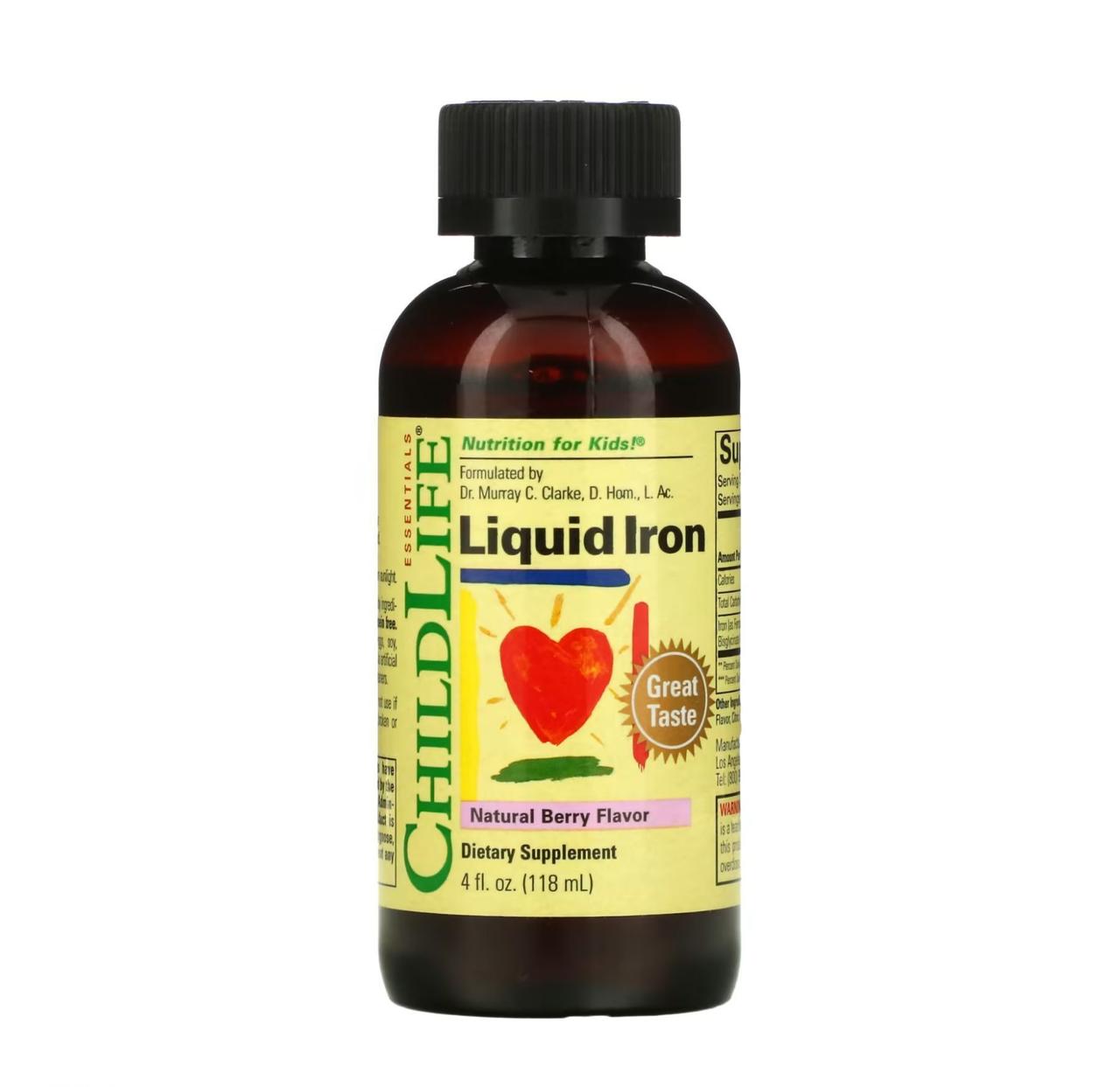 Залізо рідке для дітей ChildLife Essentials Liquid Iron Natural Berry, 118 мл, фото 1