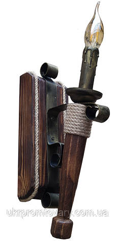 Дерев'яне бра (1 факел) в альтанку, альтанку, сауну, будинок — у Києві, Україні, доставка, фото 1