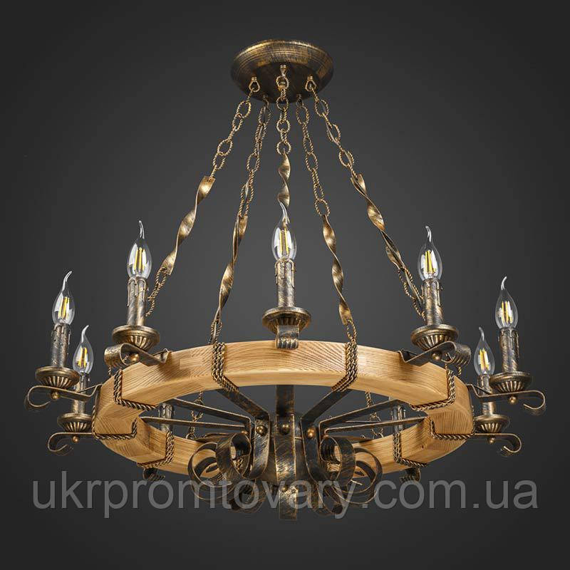 Люстра дерев'яна Best Lustra DL-13069 на десять ламп — купити в Києві, Україні, доставка