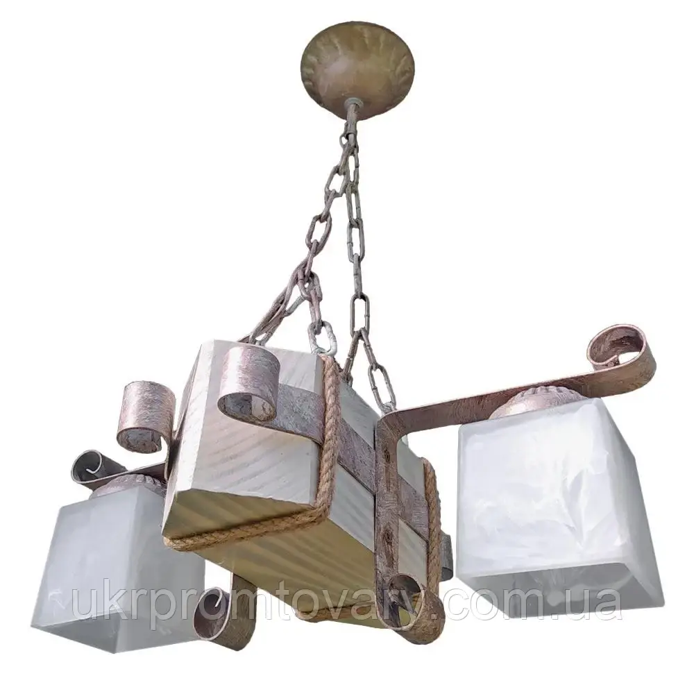 Люстра підвісна дерев'яна Best Lustra LPR-20104/2P Білий/Коричневий — купити в Києві, Україні, доставка